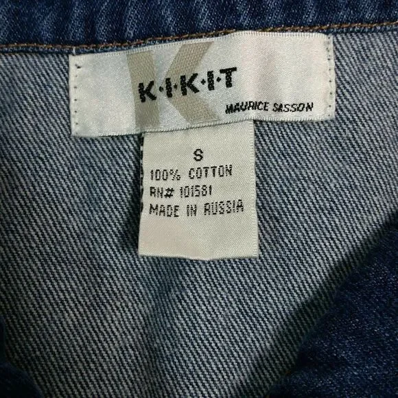 KIKIT Maurice Sasson Denim Shacket Jacket Size Small Ribbed Sleeve - Picture 9 of 10
